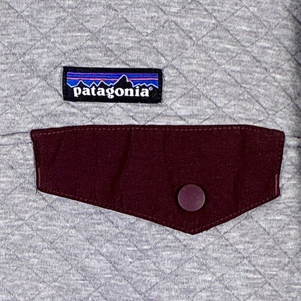 Patagonia Snap T Quilted Pullover Sweater Womens XS Gray Maroon Outdoors Preppy - Picture 4 of 11